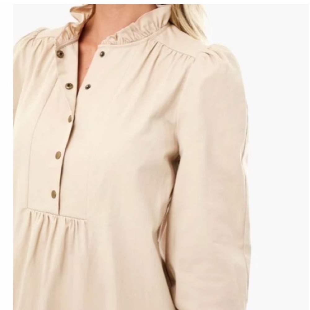 Tuckernuck X Pomander Place | Khaki Claiborne Shift Dress Snap Buttons Medium‎ - Picture 5 of 15